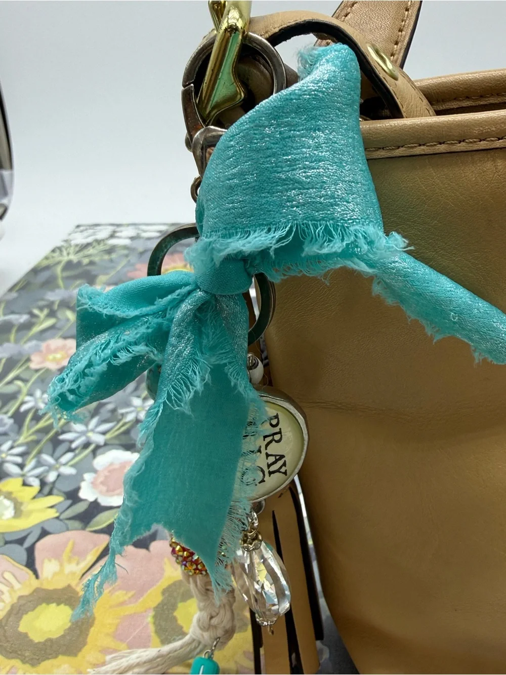 👑Adorned Crown Jewelry purse bag charm keychain pray big Jesus macrame bow